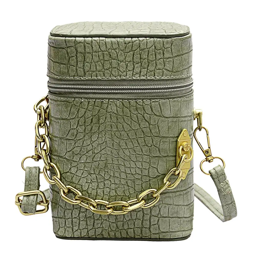 

Women Solid Bucket Messenger Purse Retro Alligator Leather Semicircle Shoulder Bags PU Leather Crossbody Purse