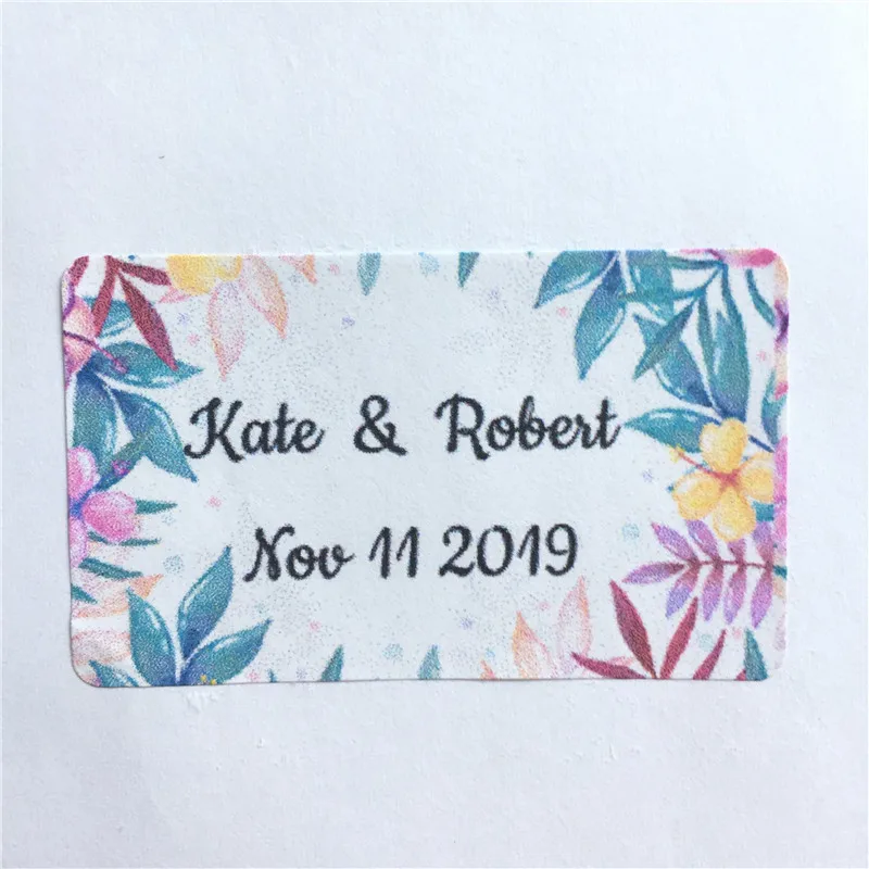 

100 Pieces 3cm x 5cm Custom Wedding Stickers Rectangle Adhesive Labels Personalized Name and Date Gift Seals