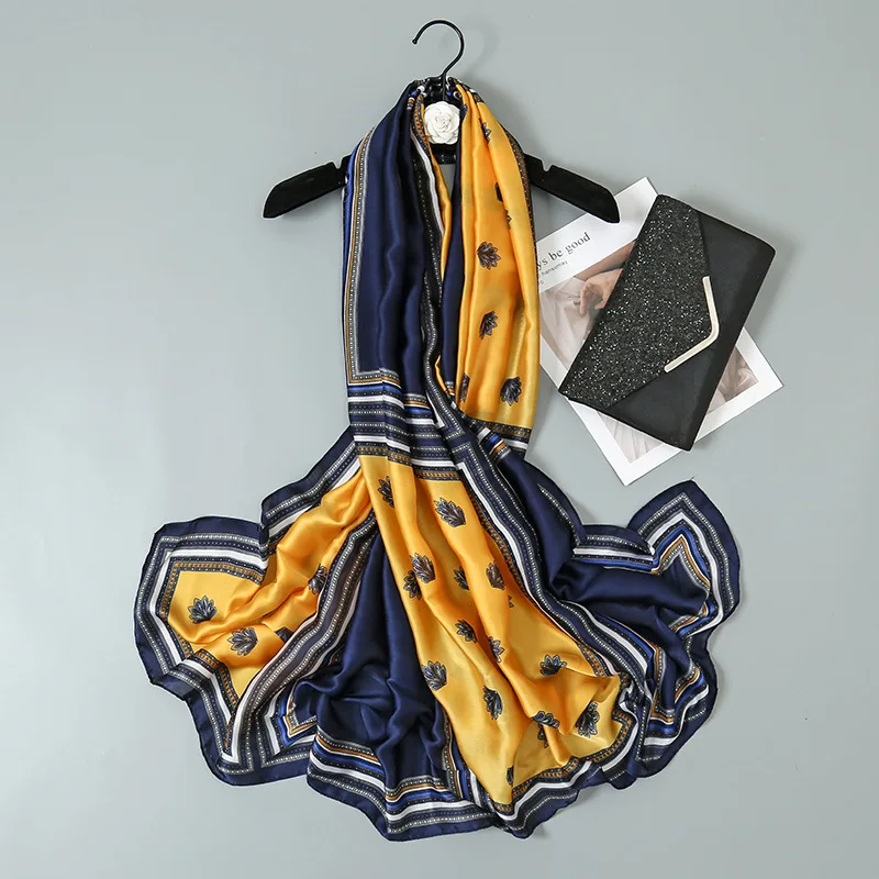 

JTVOVO 2022 Новый 180x90 см имитация шелка французская мода ретро дизайнерский шарф роскошный бренд женственная шаль женская