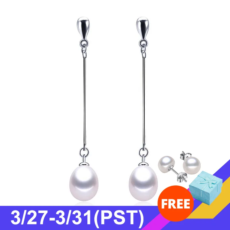 Серьги из 100% натурального жемчуга для женщин высококачественные длинные серьги