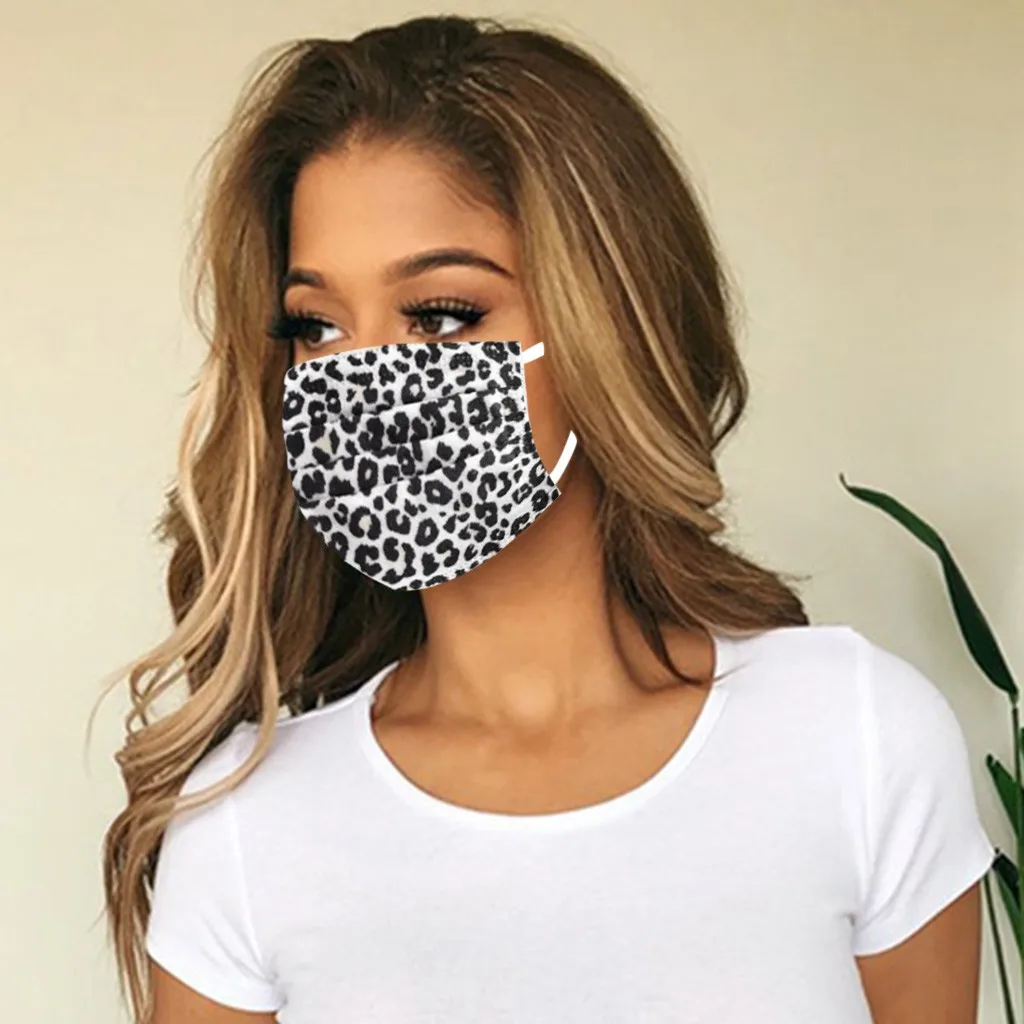 10pc Adult Unisex Disposable Masker Fashion Leopard Printed Mouth Mask Breathable Outdoor Safety Face Mascarilla | Безопасность и