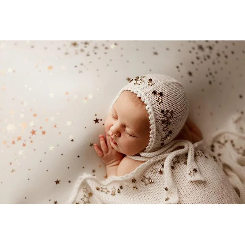 Handmade Knitting Hat Wrapping Baby Photography  Newborn Photography Props Star Backdrop