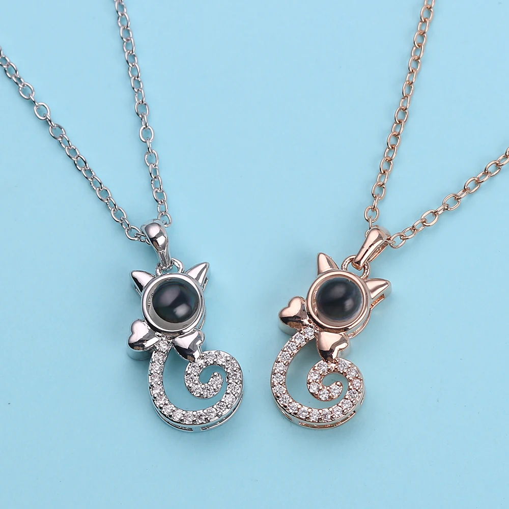 Ожерелье с котом проекция 100 языков я люблю тебя Роза женское свадебное ожерелье