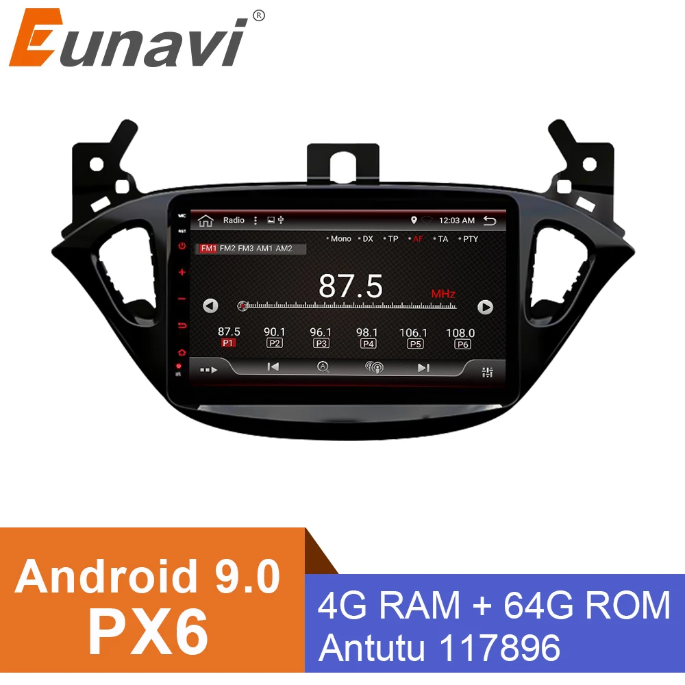 Автомагнитола Eunavi 2 din с радио 4 Гб + 64 ГБ android 9 0 dvd для Opel Corsa E 2014 2015 2016 GPS Navi Wi Fi стерео