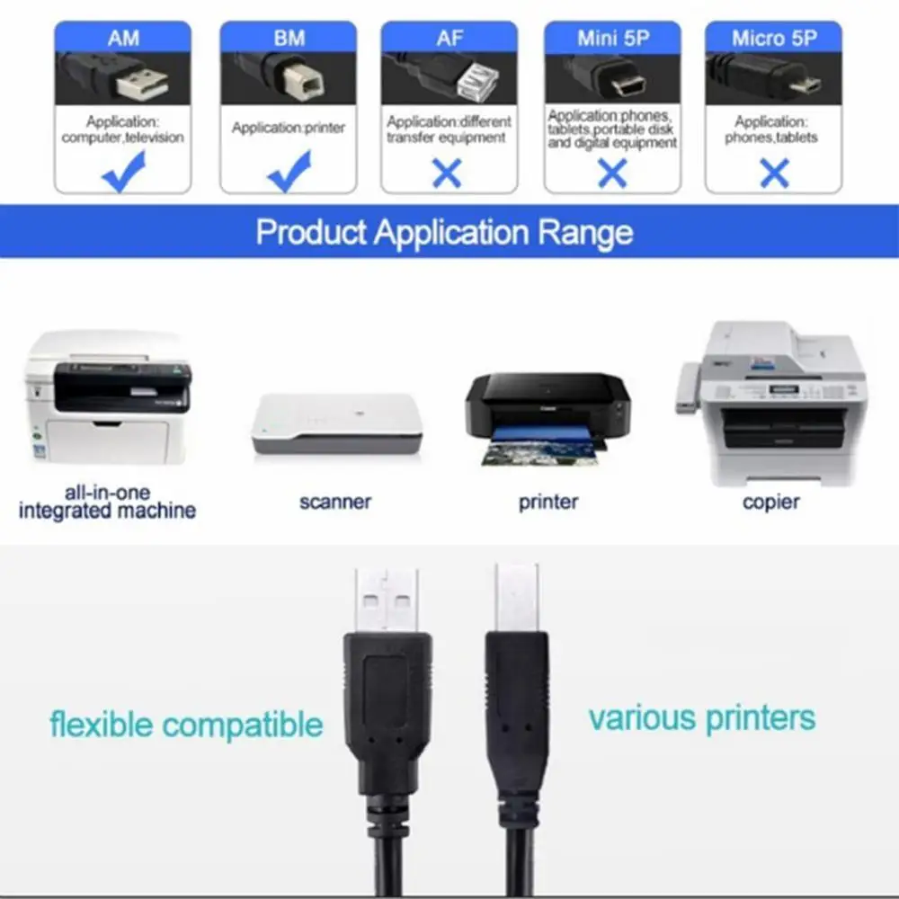 Кабель USB 2 0 для принтера 1 5/3/5 м | Электроника