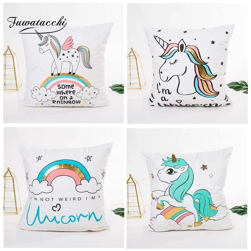 Fuwatacchi милый Единорог искусственная Обложка красочные радужные наволочки для