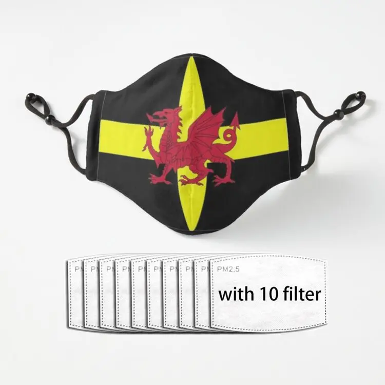 

Маска для лица St Davids и Welsh Dragon унисекс, Пылезащитная, стирающаяся