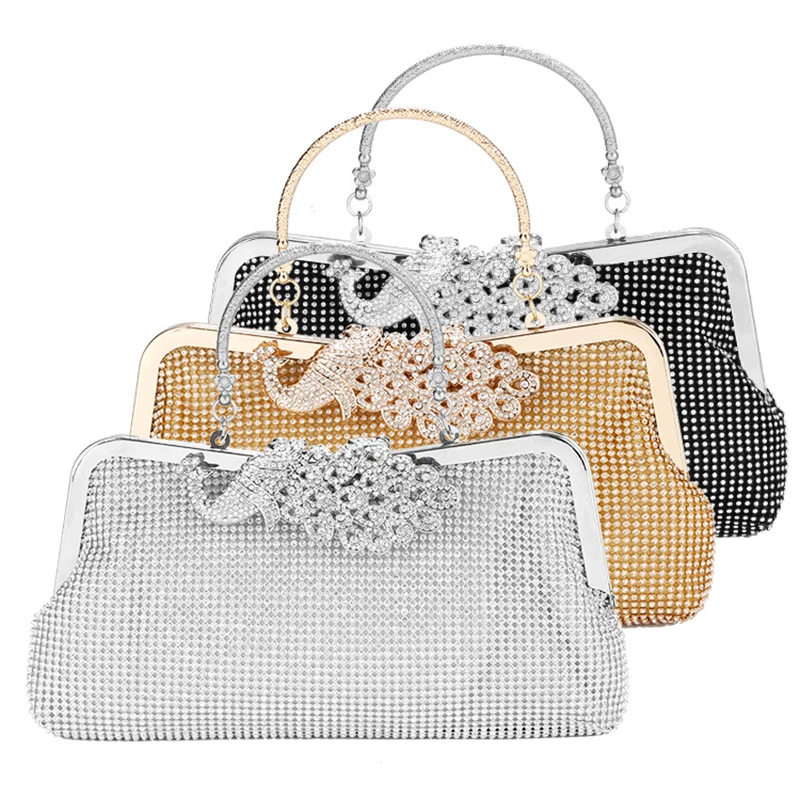 

Designer Rhinestone Party Handbag Women Luxury High-Quality Dinner Woman Shoulder Bag Fashion Solid Chain Women's Messenger Bag