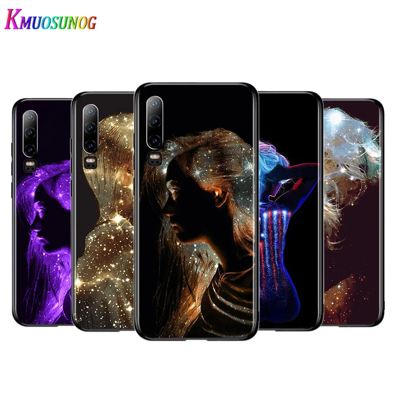 

Sexy fluorescent art Silicone Cover For Huawei P40 P30 P20 Pro P10 P9 P8 Lite E Plus 2019 2017 5G Black Soft Phone Case