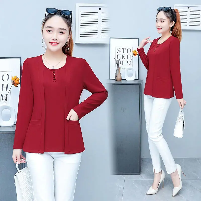 Двойные штаны с фальш вставкой для женщин футболка топ длинными рукавами