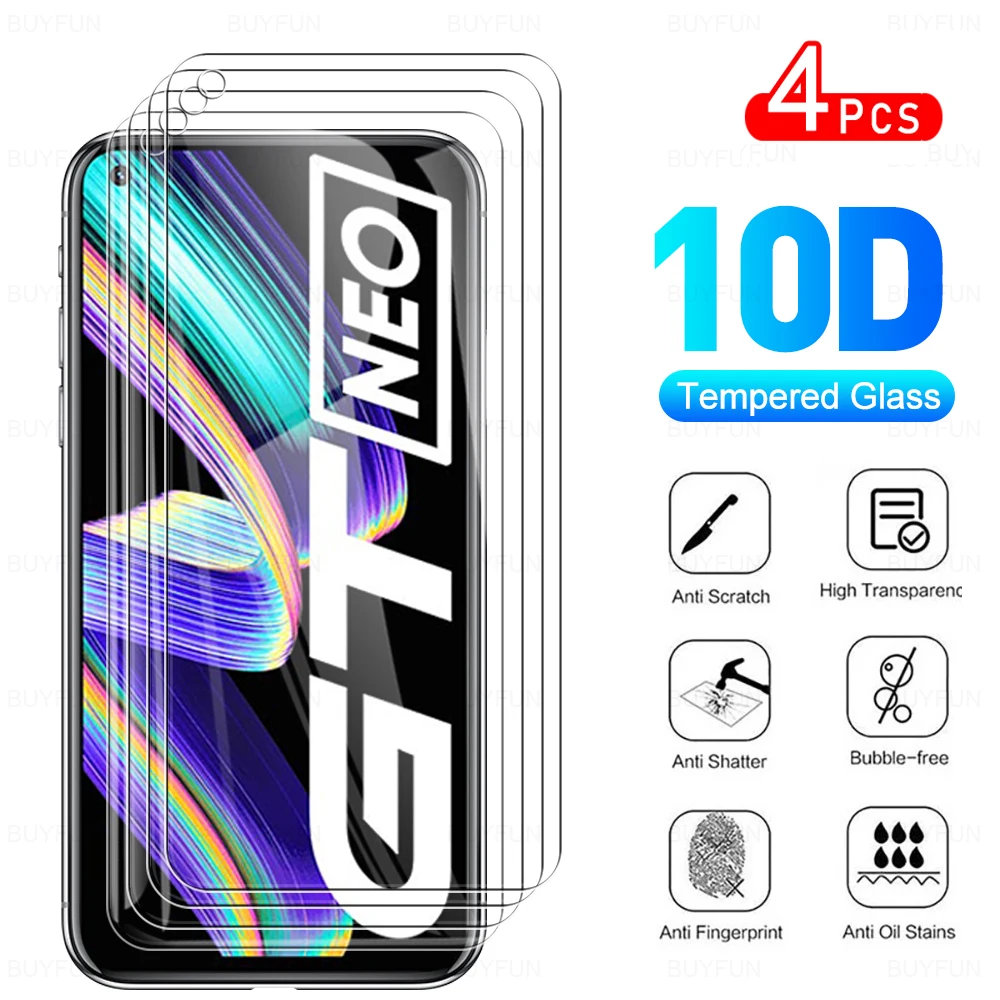 

4Pcs Full Cover Protective Glass For OPPO Realme GT Neo Tempered Glas For OPPO RealmeGT GTNeo Realmy RealmI 6.43" Protector Film
