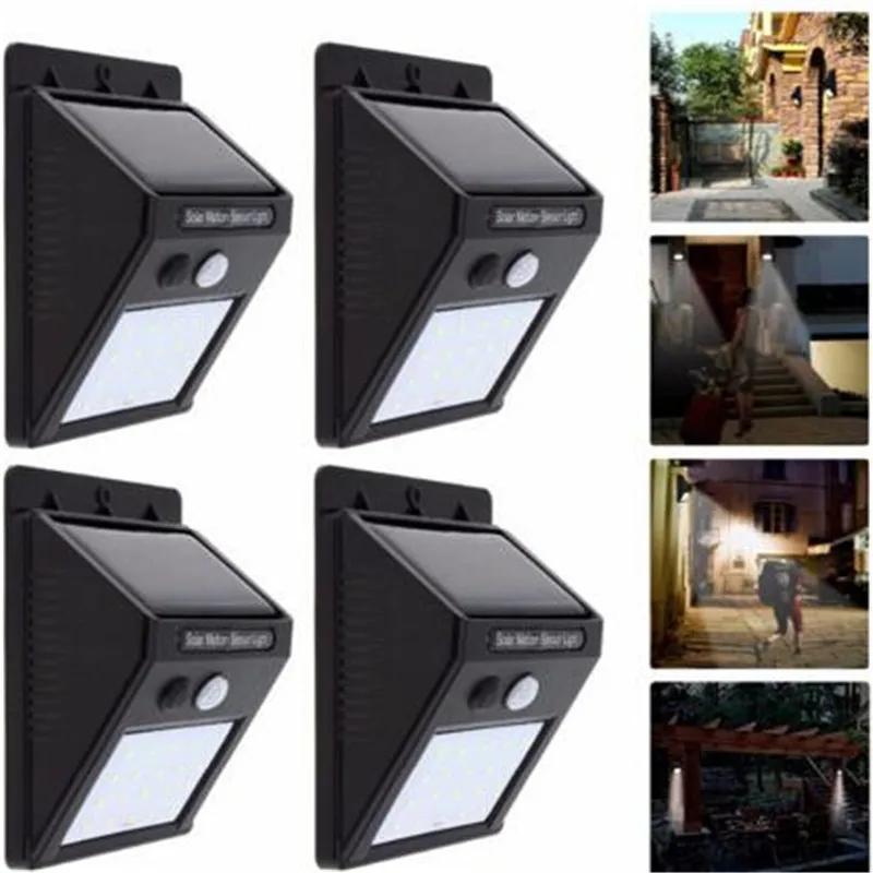 

4PCS 100 Leds Outdoor Led Solar Lights Waterproof Garden Led Lampen Solar Wall Lamp Cold White Solar Lantern For Fence Post
