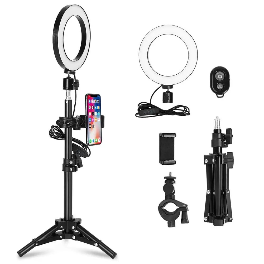 

KSHIOE 6 Inch Led Lamp With Button Super Fire Ring Light Plus Bracket Set