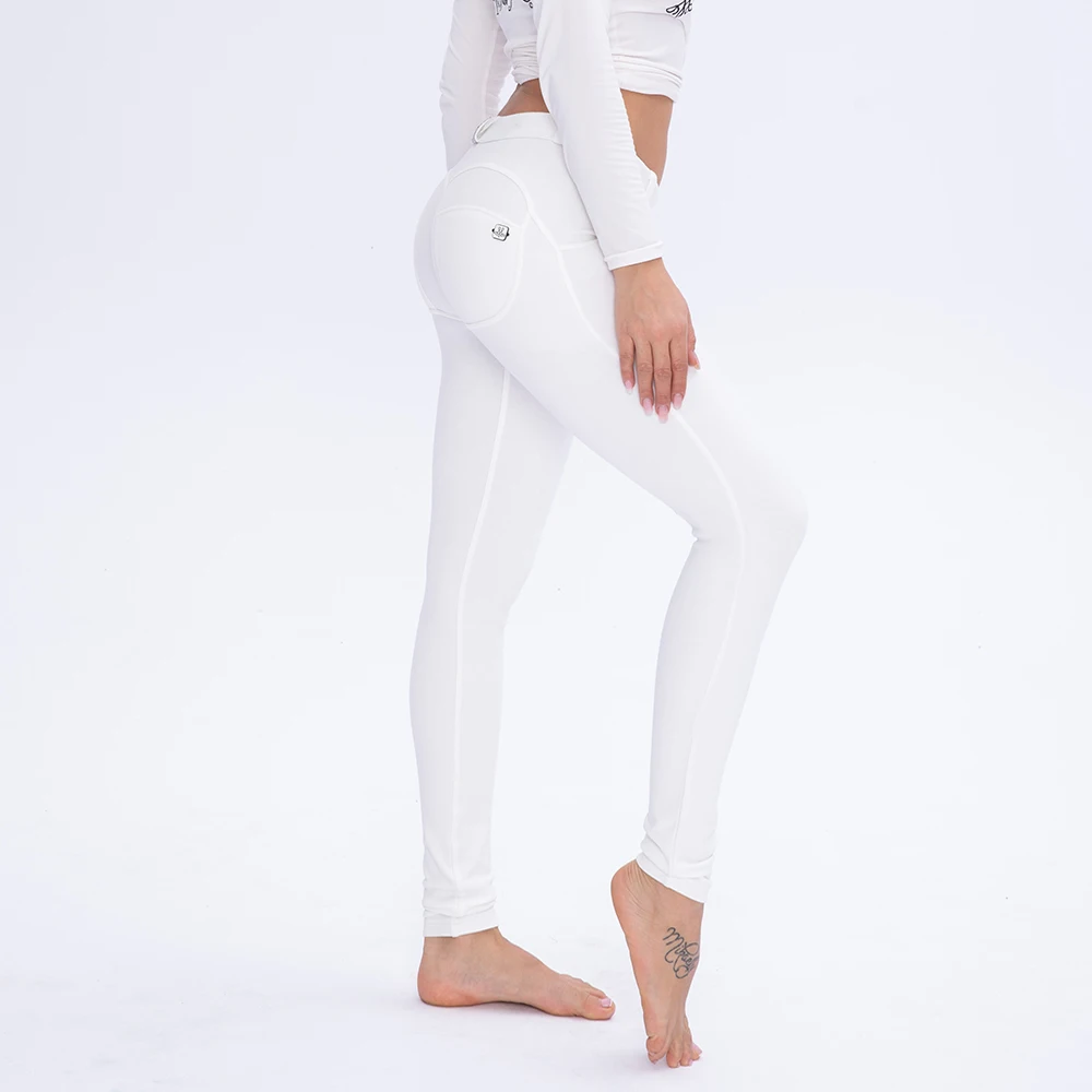 

Melody Gym Stretch Sports Pants Fitness Women Mid Rise White Push Up Pants Women Spandex Cotton Trousers Casual Solid