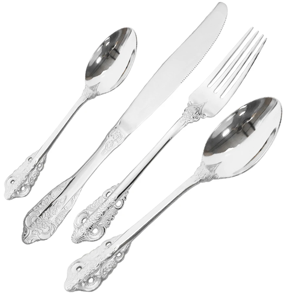 4 шт./компл. серебристый цвет набор столовых приборов нож вилка ложка столовая
