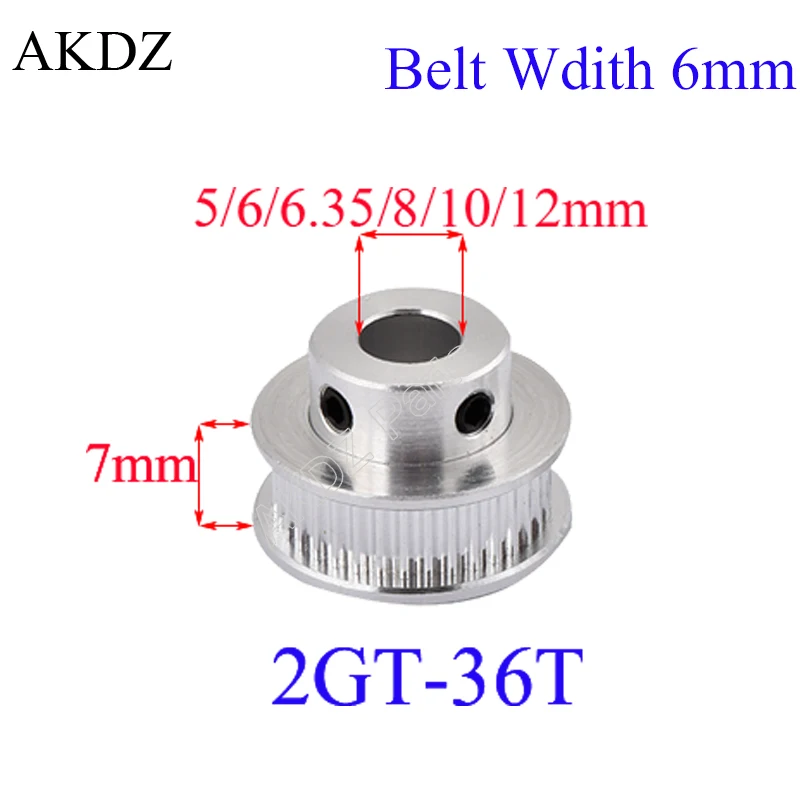 30 32 36 40 Teeth 2GT Timing Pulley Bore 5/6/6.35/8/10/12mm for GT2 Open Synchronous belt width 6mm small backlash 36Teeth | Обустройство