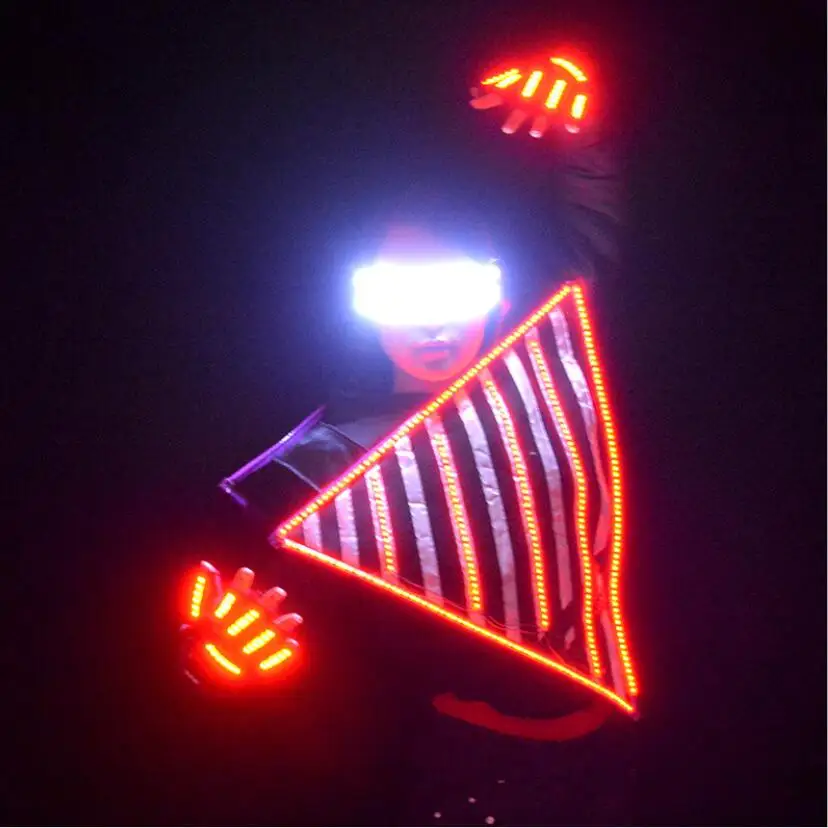 Карнавальные светящиеся костюмы Дискотека LED жилет плащ для женщин Робот танец led