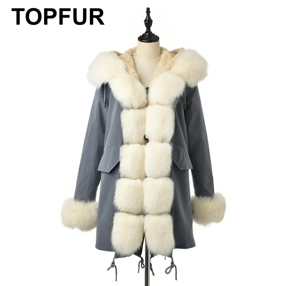 Парка женская средней длины с капюшоном из натурального Лисьего меха|Шубы и