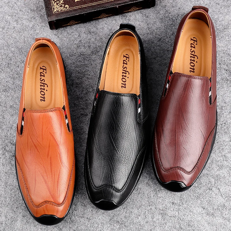 

Elegant Brand Italian Men Loafers Genuine Leather Men Casual Shoes Moccasins Breathable Slip On Driving Shoes Plus Size 37-46
