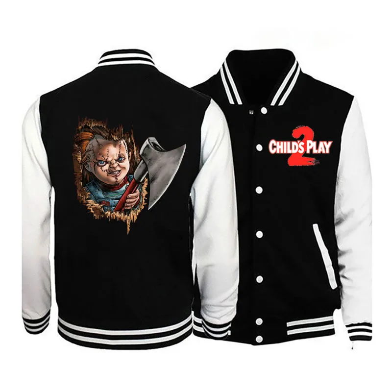 

Chucky printed men's and women's jackets sports Harajuku fashion comics baseball uniform zipper jacket unisex