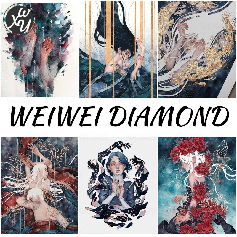 

Алмазная живопись, абстрактное искусство, Портрет женщины, 5D алмазная живопись, мозаика 5D, алмазная вышивка, набор для взрослых для украшени...