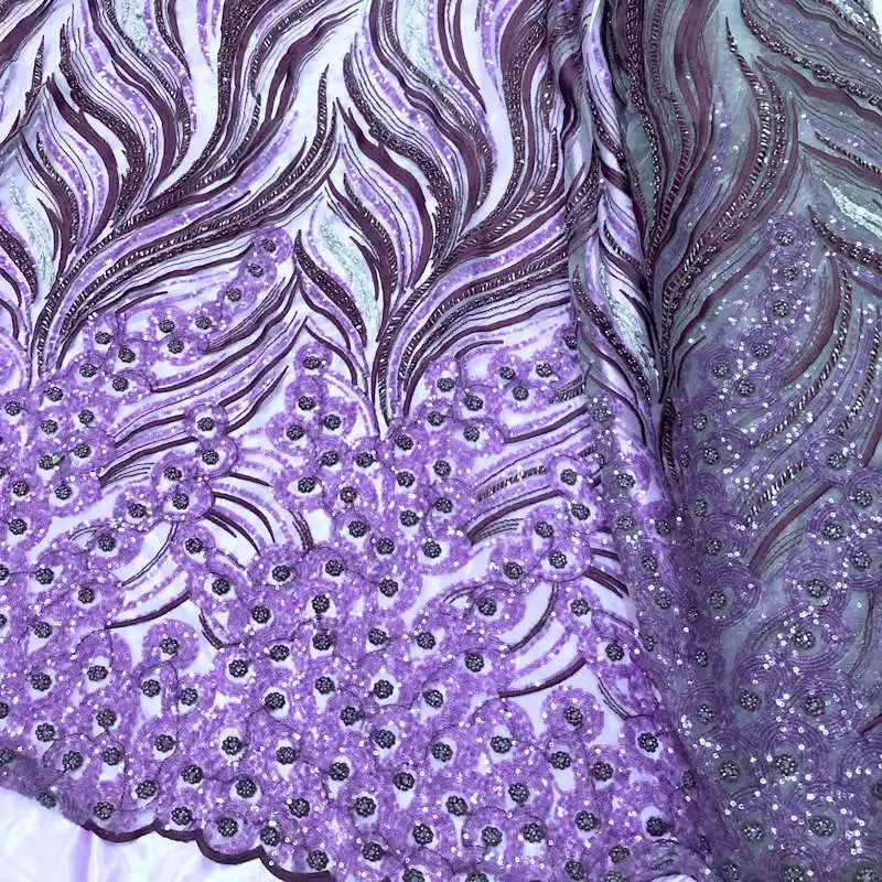 Свадебная кружевная ткань цвет шампанского Золотая вышивка Роскошная тяжелое