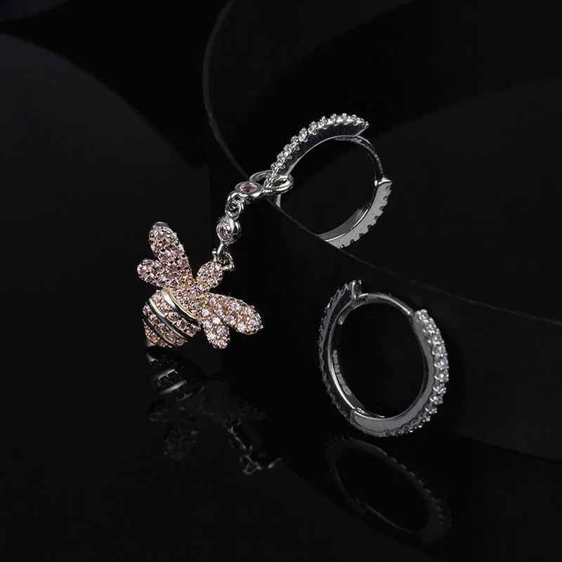 Женские асимметричные серьги из серебра 925 пробы с фианитом | Украшения и