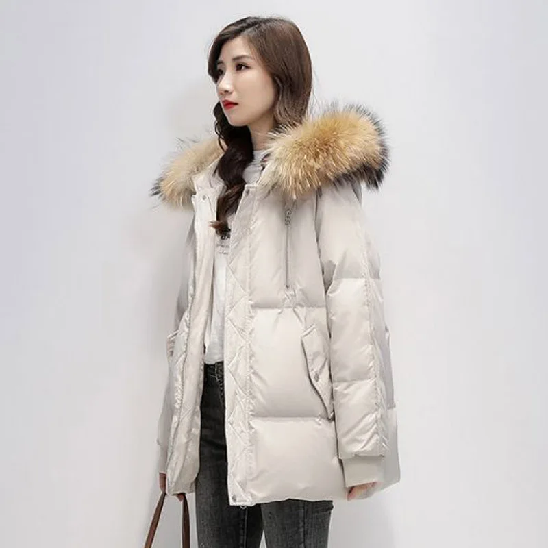 

2021 Womens Winter Jacket And Beige Coat Cotton Jackets Warm Outwear Overcoat Korean M-long Style Loose Clothes