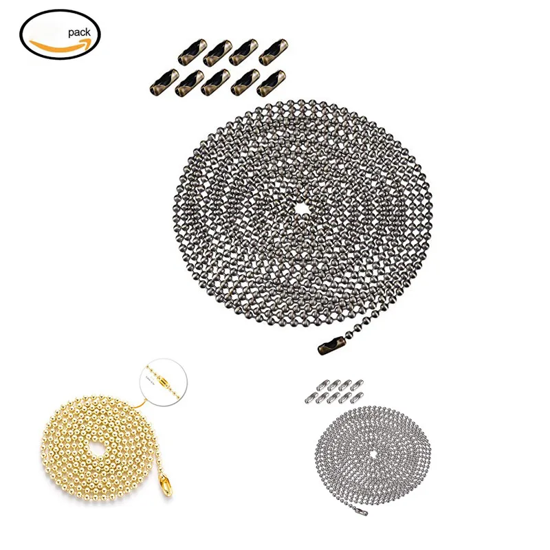 

Beaded Pull Chain Extension with Connector Beaded Roller Chain Connectors Bronze Hanging Chain Accessories Lighting Accessories