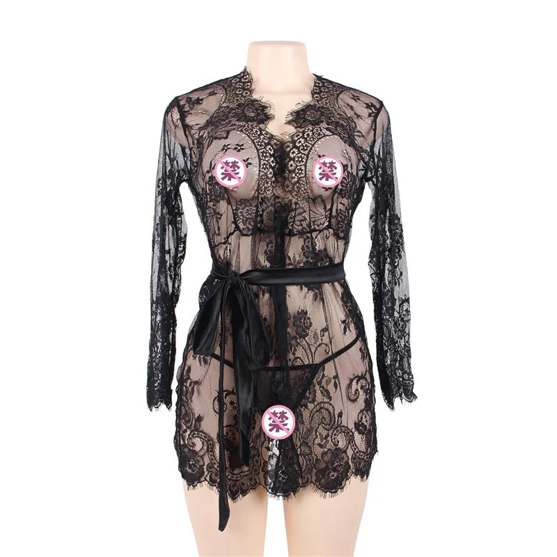 

Sexy nightgown female summer perspective thin lace 2021 new pajamas set hot passion temptation pajamas