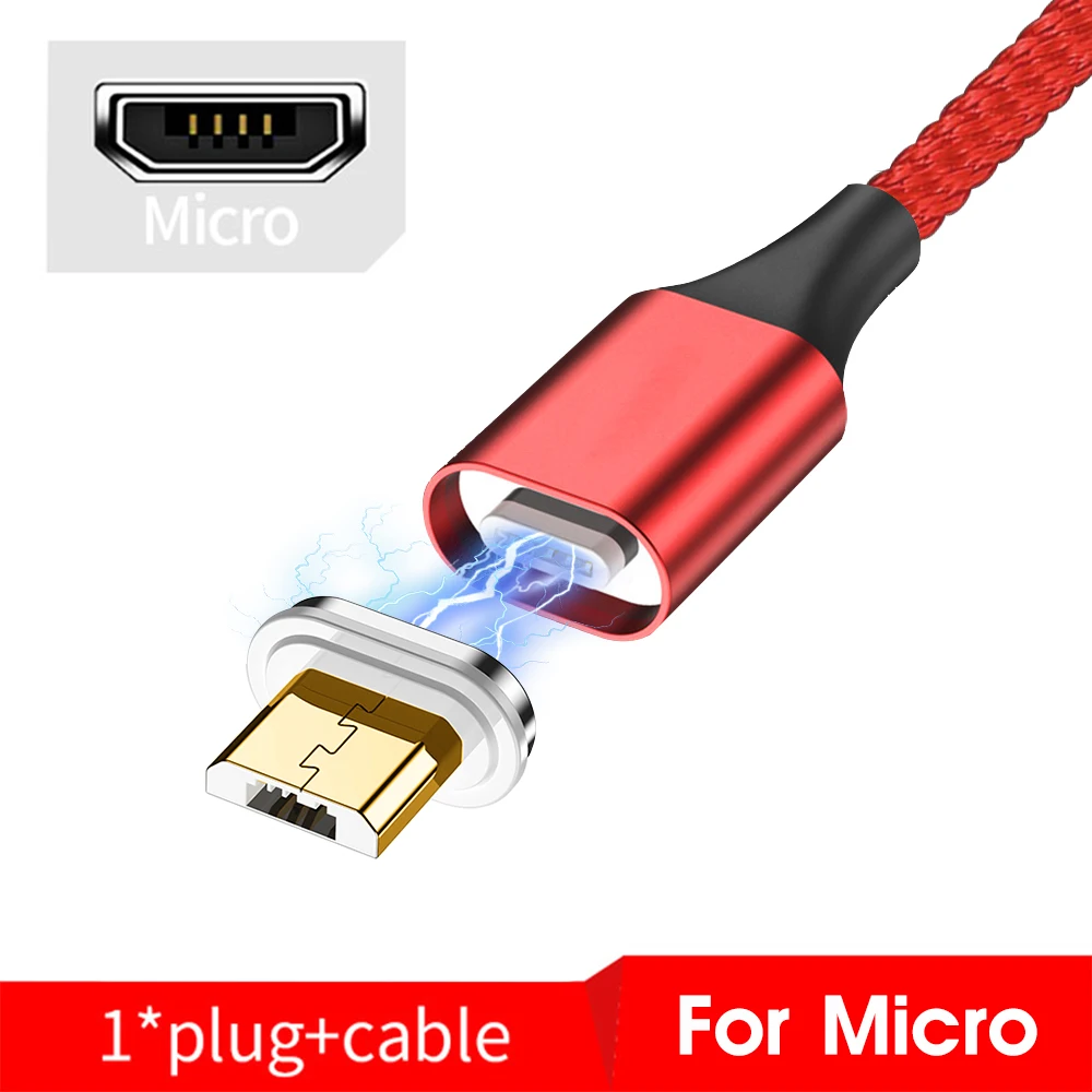 Micro USB Red Магнитный кабель type-C для Xiaomi Redmi Note 8 Pro 8 T, кабель для быстрой зарядки и передачи данных, магнитное зарядное устройство, USB микро кабель для мобильного телефона - Цвет: Micro USB Red
