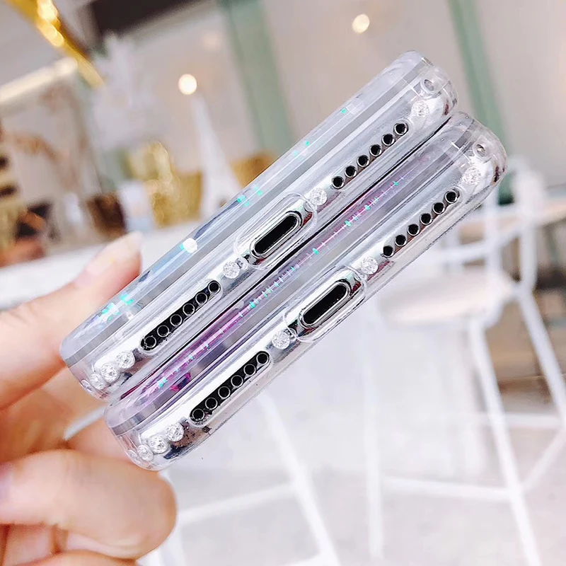 Сыпучий песок Украшение Чехол для iPhone 7 8Plus 8 6s Plus 6Plus динамический жидкий Жесткий