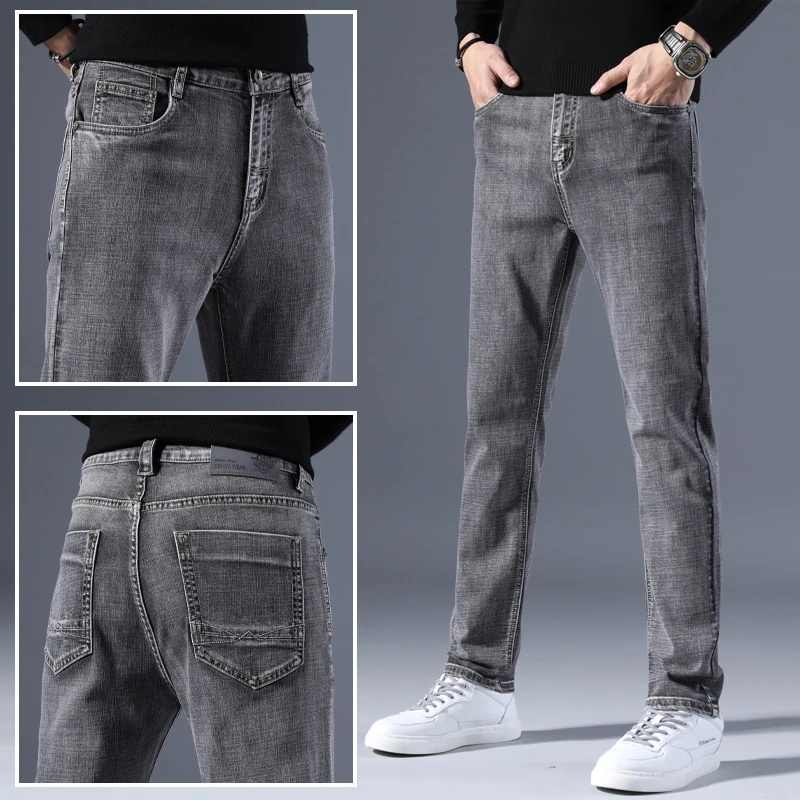 

Джинсы мужские, прямые, стрейчевые, классический стиль, Осень-зима, 2021