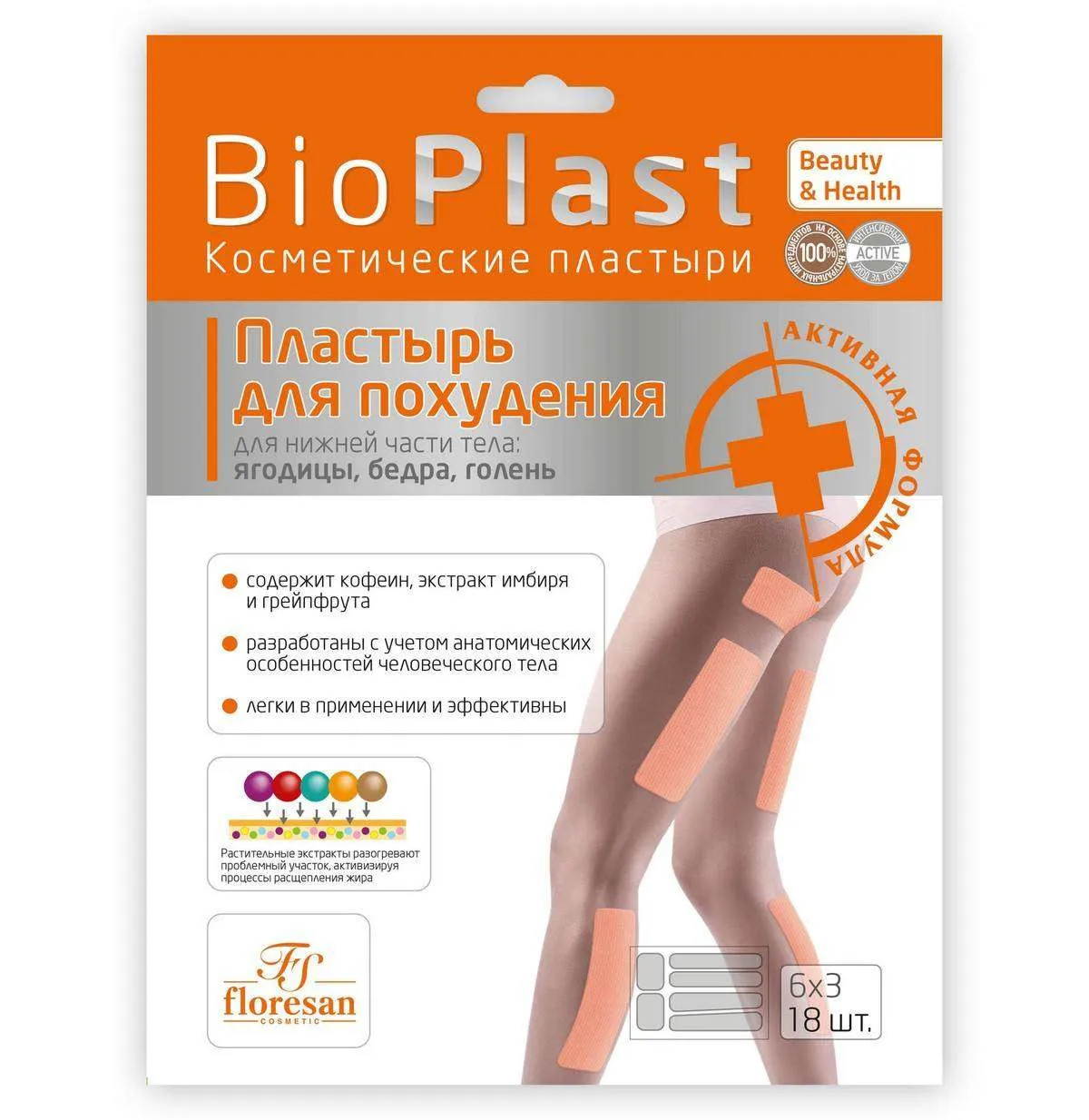 Пластырь для похудения для нижней части тела «BioPlast» Floresan, 18 шт