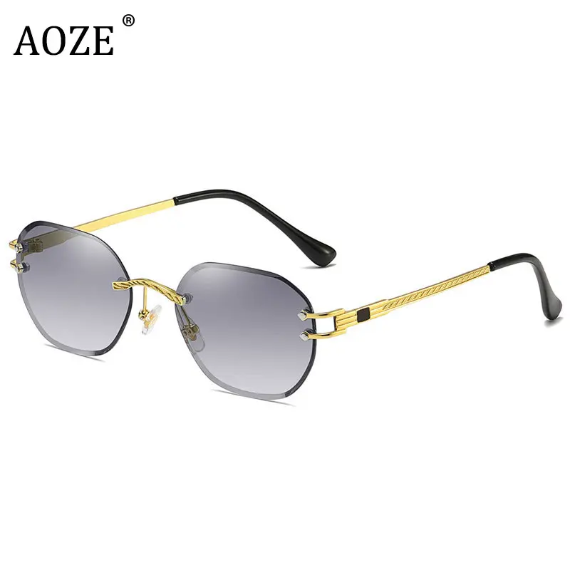 

Солнцезащитные очки без оправы UV400 для мужчин и женщин, небольшие овальные Роскошные брендовые дизайнерские металлические солнечные очки, ...