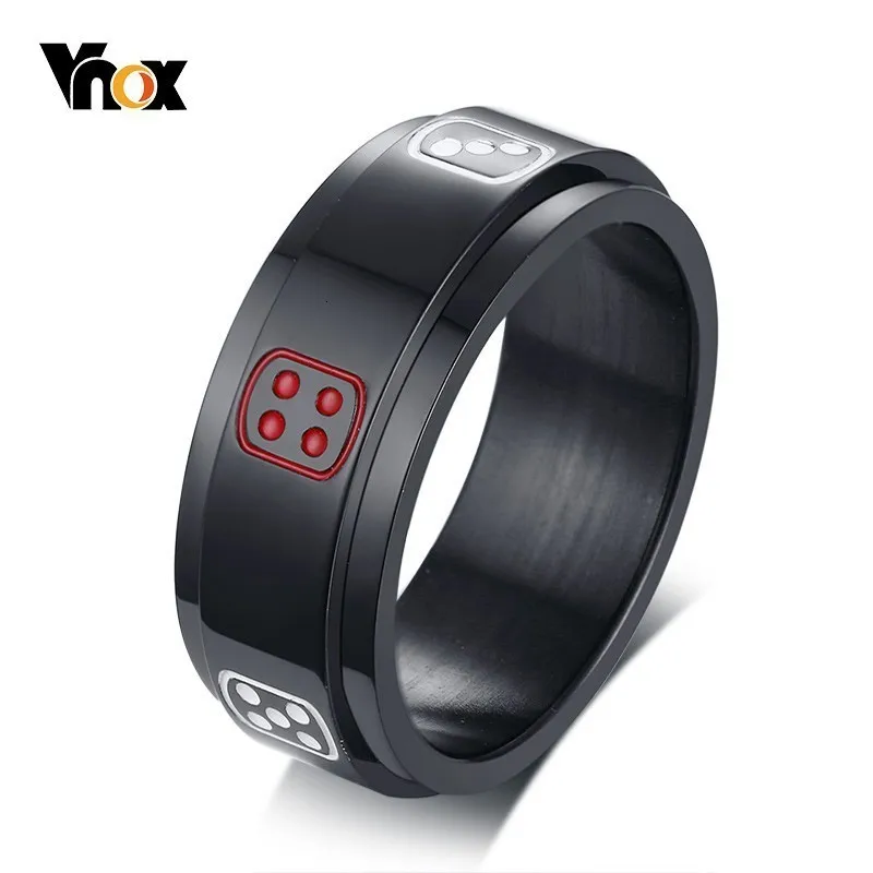 Vnox, стильный Спиннер, anel masculino, черный, aneis masculino, нержавеющая сталь, удача, удача, кости, очаровательные кольца на палец, игра, подарки