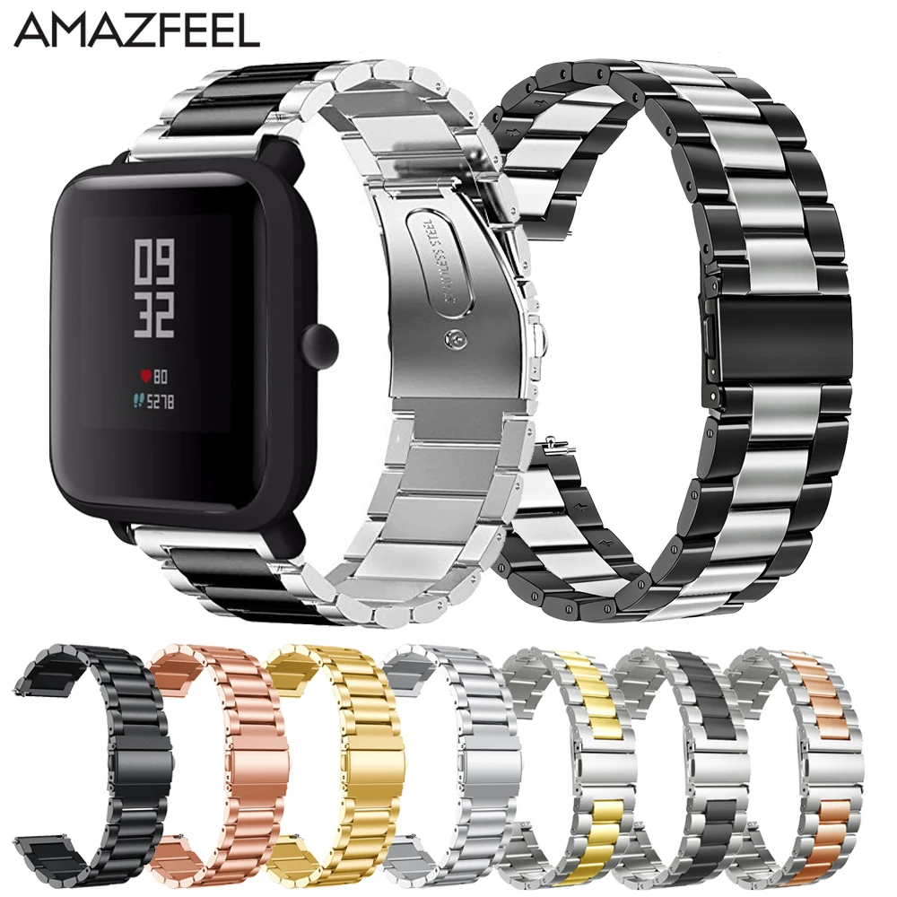 Металлический браслет из нержавеющей стали для Amazfit bip Молодежный стальной браслет для Huami Amazfit Pace Stratos GTR 47 мм наручный ремешок 20 22 мм