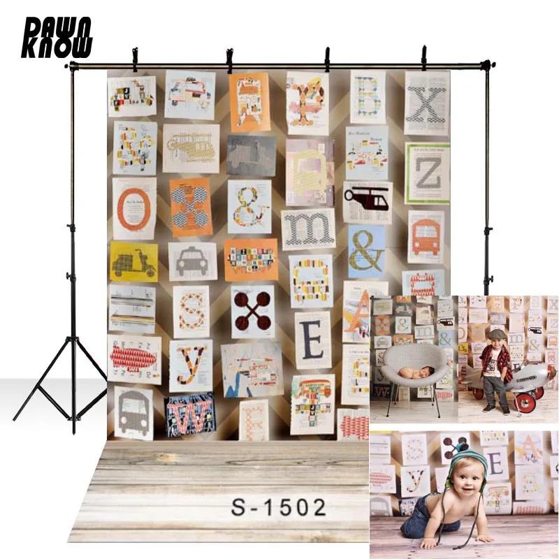 Виниловый фон для детской фотосъемки с изображением мультяшных букв dawnзнаем S1502 |