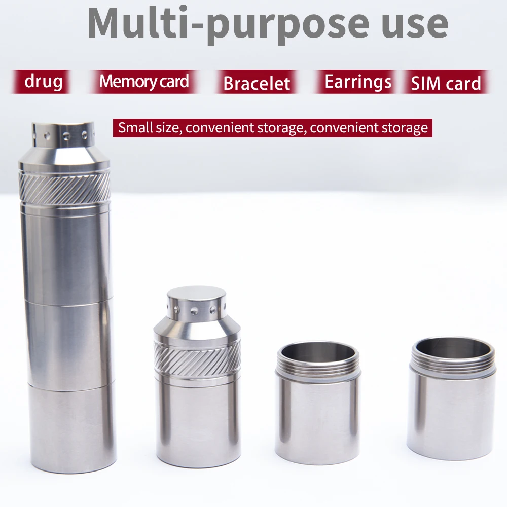 

Titanium alloy waterproof storage double-layer strong sealing small medicine bottle outdoor EDC gadget