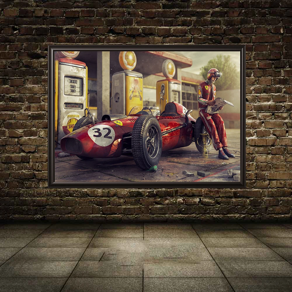 

Vintage Car Poster The best Classic Racing F1 Race Car Artwork Wall Art Picture Print Canvas Painting For Home Living Room Decor