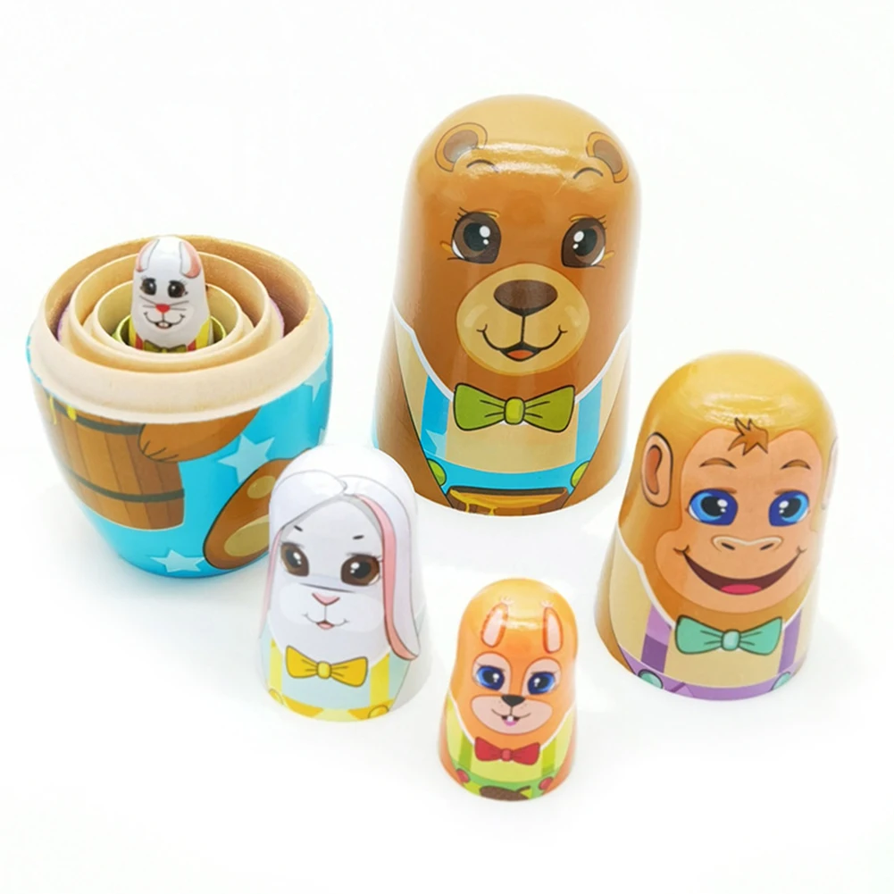 

5pcs Handmade Crafts Russian Nesting Dolls Novelty Russian Nesting Doll Russian Traditional Ethnic Style DIY Dolls