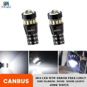 Светодиодная лампа W5W 168, T10, Canbus 3014, 18, SMD линзы, без ошибок, поворота, стоянки, двери, сигнальный боковой индикатор, автомобиль, 6500 К, белый, 2 шт.