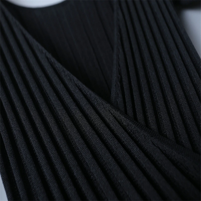 Женское облегающее трикотажное платье Tunjuefs в рубчик с v-образным вырезом на спине