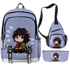 Demon Slayer рюкзаки Kimetsu No Yaiba Tomioka Giyuu Mochila для студентов, подростков, школьные сумки, мужские Оксфордские, для ноутбука, A4 Большие сумки для путешествий