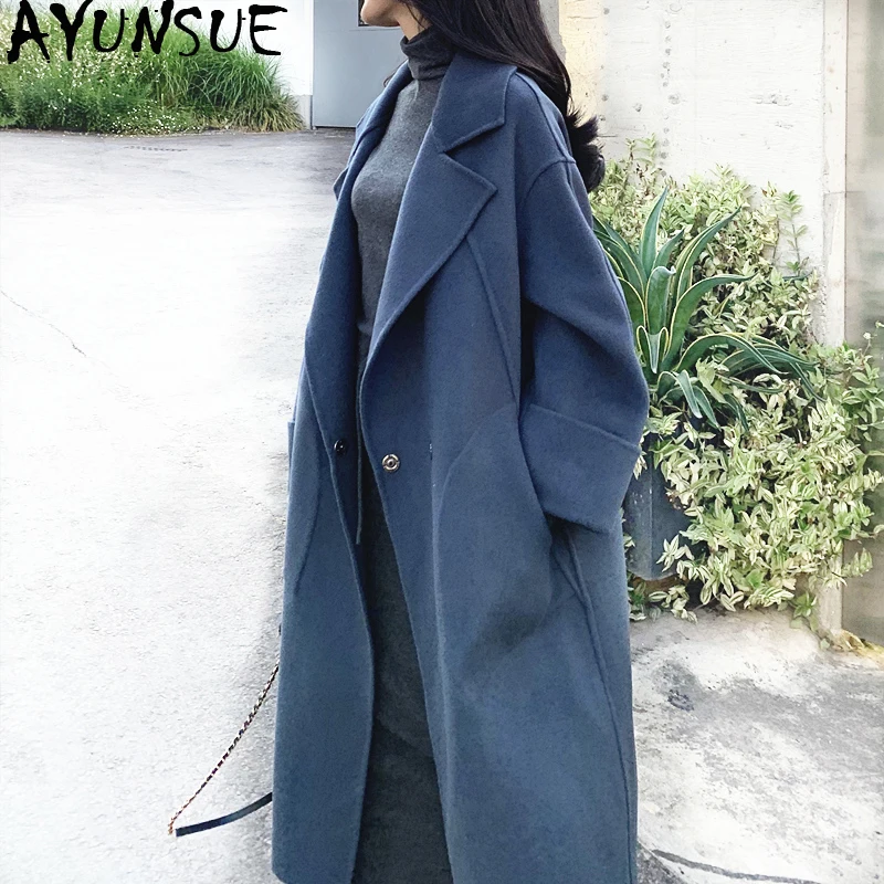 AYUNSUE зимнее пальто Женское из 100% шерсти женские двухсторонние шерстяные и куртки