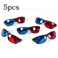 5 шт., универсальные 3D очки в черной оправе, красный, синий, голубой анаглиф, 0,2 мм, для фильмов, игр, DVD