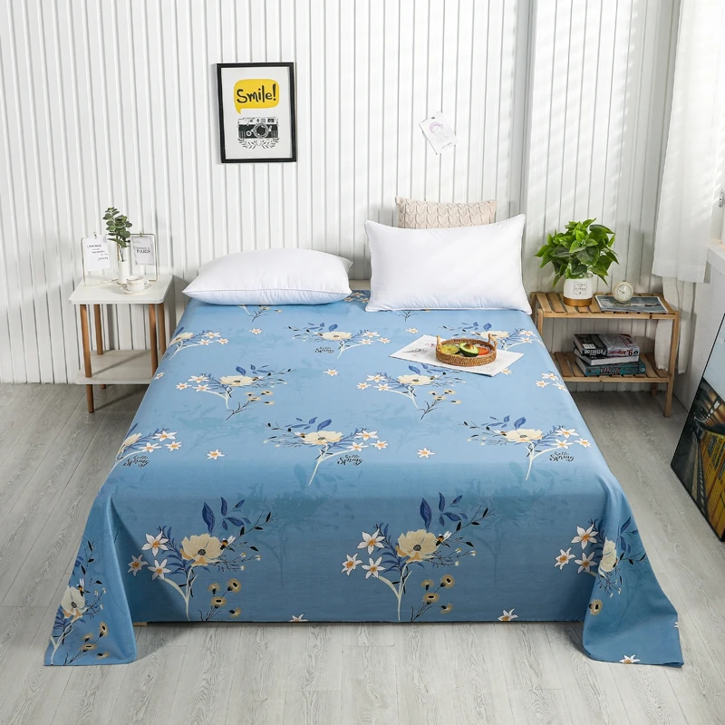

New cotton sheets, simple cartoon printing, solid color plaid, Nordic style bedding, comfortable naked sleeping king size