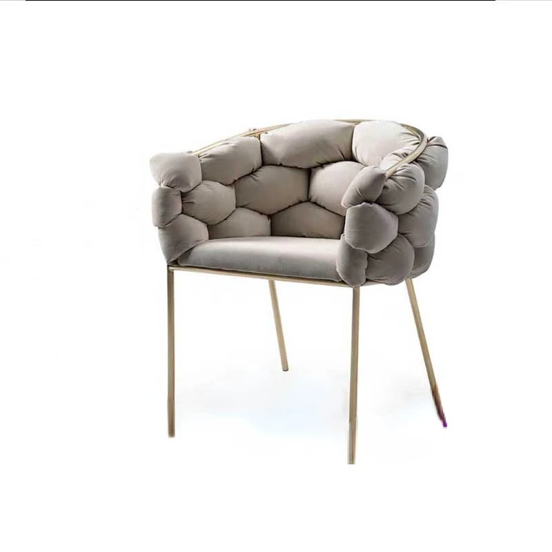 

Customizable European Style Manicure Backrest Sofa Chairs Modern Minimalist Light Luxury Wrought Iron Phnom Penh Soft Stool