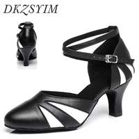 dkzsyim women dance shoes ballroom salsa modern tango high heel latin shoes close toe dance shoes adjustable for girls ladies