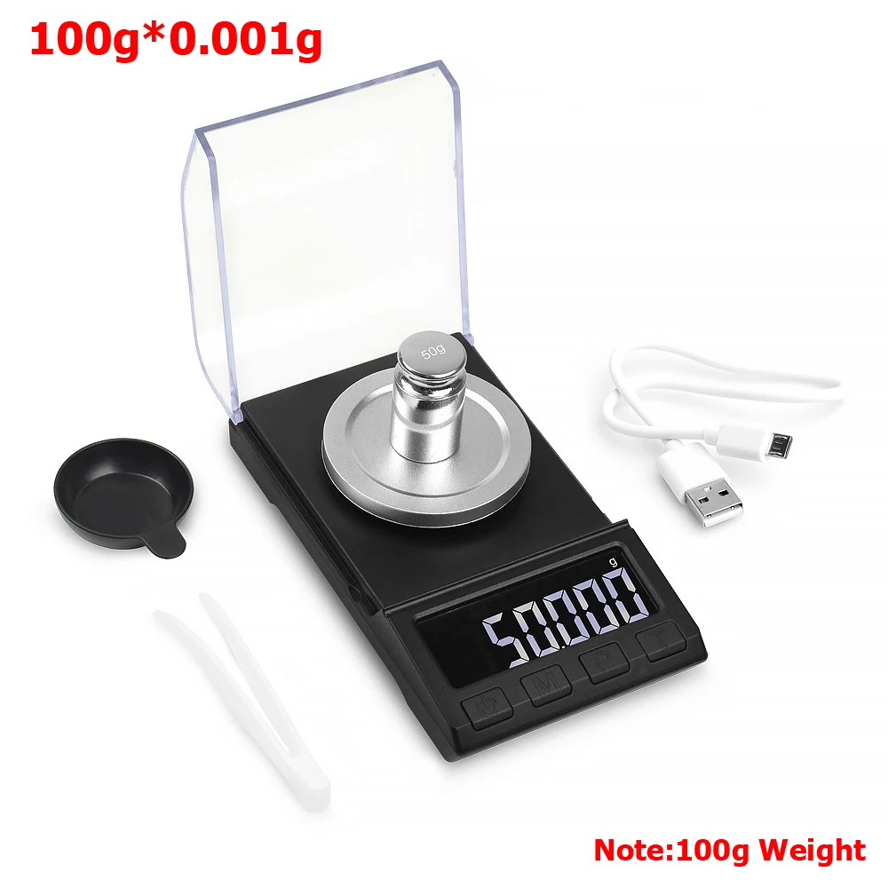 8068-100G Scales NEWACALOX 0,001 г точные цифровые ювелирные весы 50 г/100 г Электронные весы с питанием от USB ЖК-дисплей мини лабораторные весы 0,001 г - Цвет: 8068-100G Scales